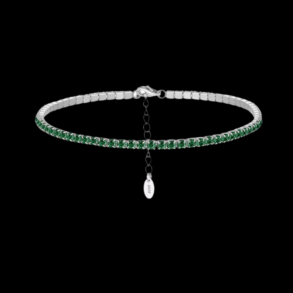 Pulsera Tennis Verde con Plateado