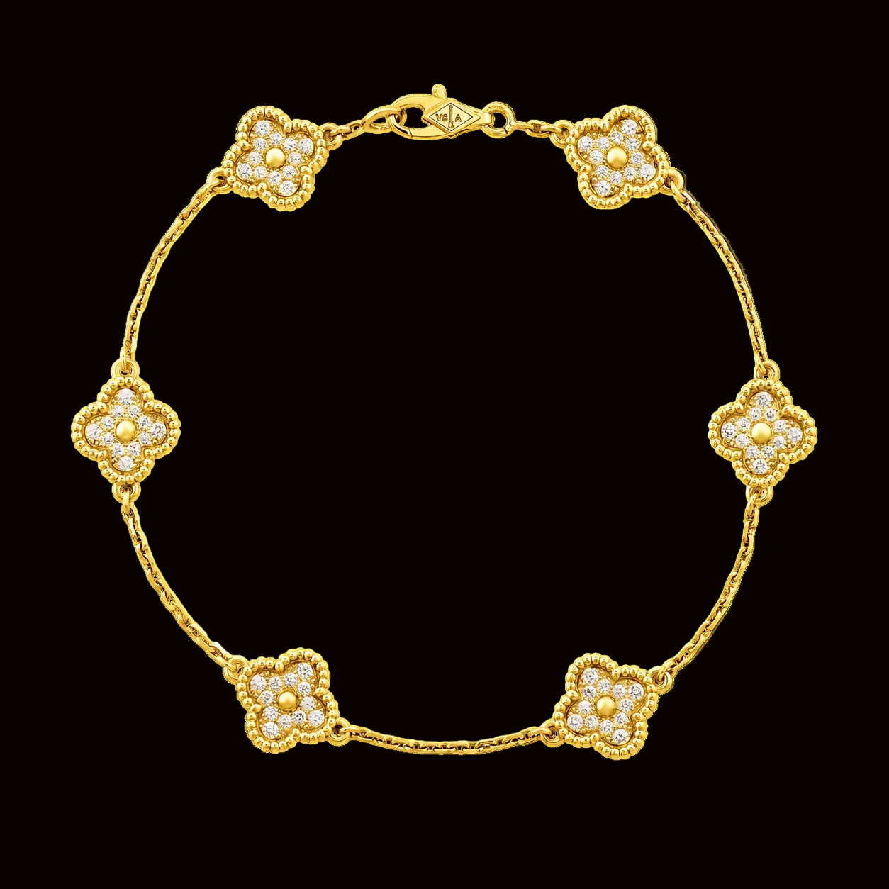 Pulsera Trébol Dorada Brillante