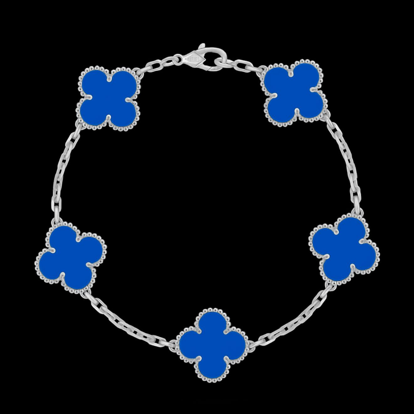 Pulsera Trébol Piedra Azul ágata