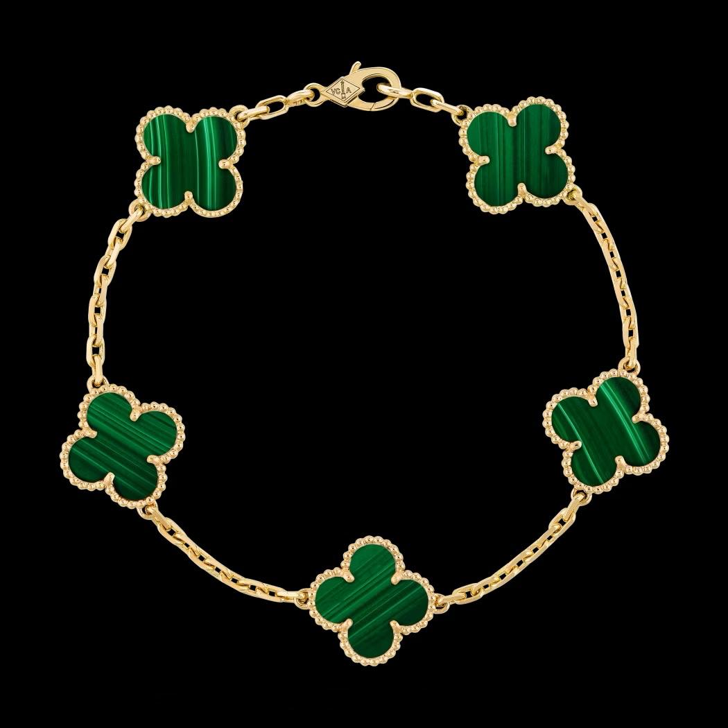 Pulsera Trébol Verde Malaquita