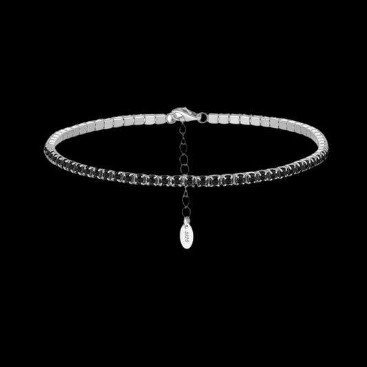 Pulsera Tennis Plata con Piedras Negras