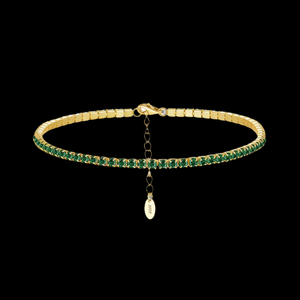 Pulsera Tennis Verde con Dorado