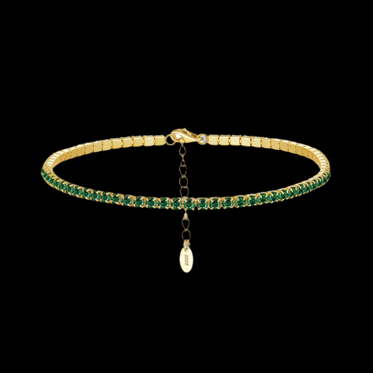 Pulsera Tennis Verde con Dorado