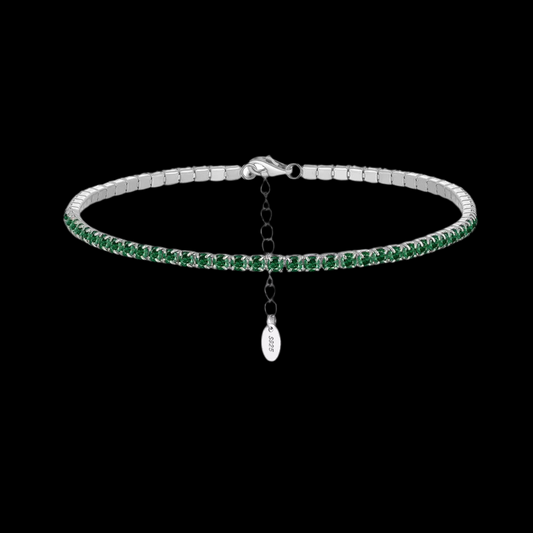 Pulsera Tennis Verde con Plateado