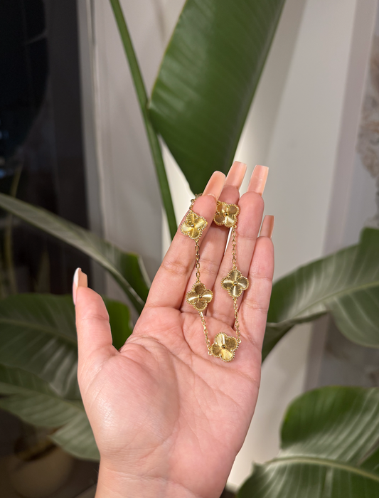 Pulsera Trébol Dorada en Plata 925 enchape Oro amarillo 18k