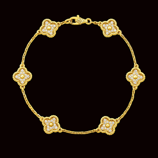 Pulsera Trébol Dorada Brillante