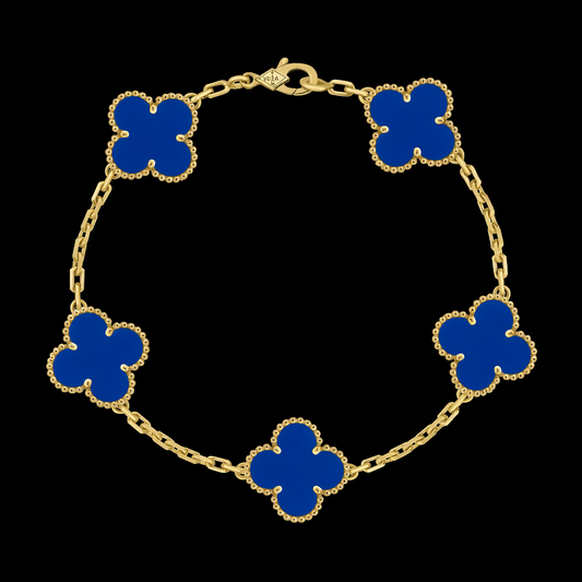 Pulsera Trébol Piedra Azul ágata