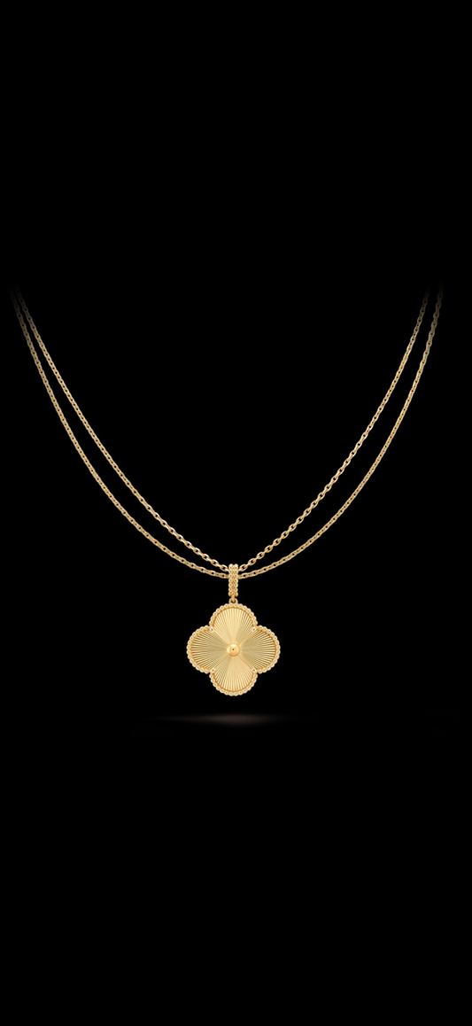 Collar Trébol Piedra Dorada en Plata 925 enchape Oro amarillo 18k / 3 en 1