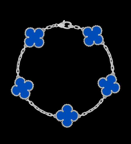 Pulsera Trébol Piedra Azul ágata