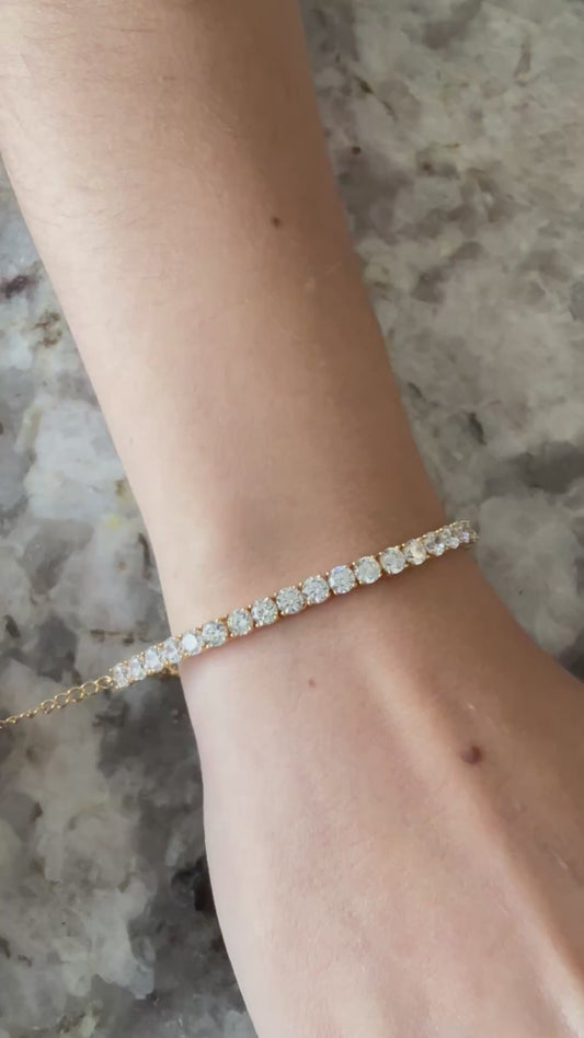 Pulsera Tennis Plata 925 enchape Oro Amarillo