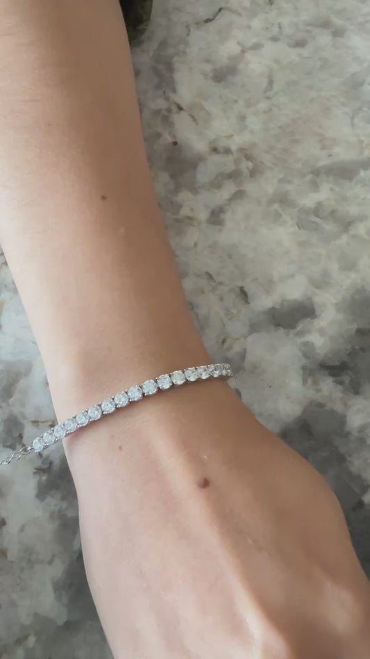Pulsera Tennis Plata 925 enchape Oro Blanco